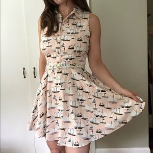 Cals Sailboat Print Pinup Girl Dress